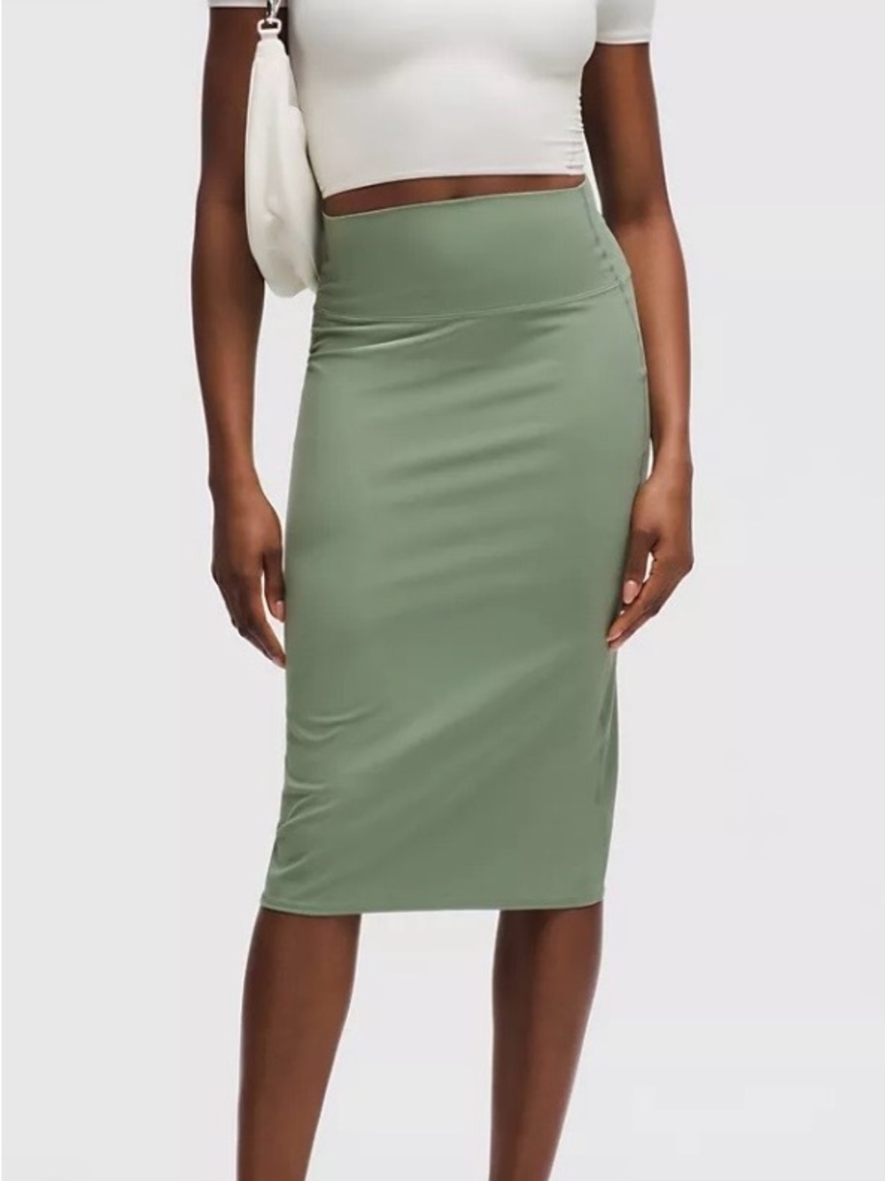Lululemon Nulu Slim Fit High Rise Midi Skirt Size 8 Sage Green